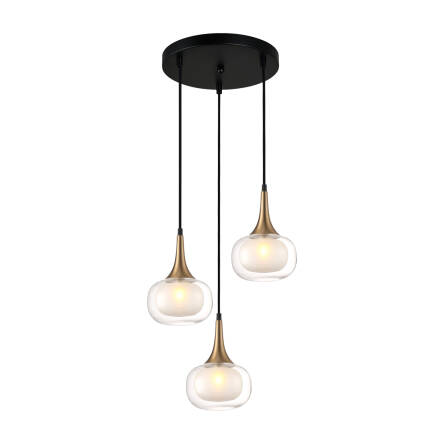 Italux Konila PND-99709-3A-BRO- CL lampa wisząca nowoczesna potrójna  stal mosiężny klosz przezroczysty G9 3x10W 36 cm