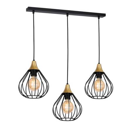 Milagro KANE BLACK MLP4795 lampa wisząca ażurowe klosze industrialny złoty+czarny 3xE27 60cm