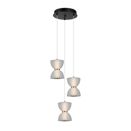 Italux Tica  PND-83949-3-BK lampa wisząca nowoczesna czarna, stal, akryl klosz  szklany, LED 22W 3000K IP20 35 cm