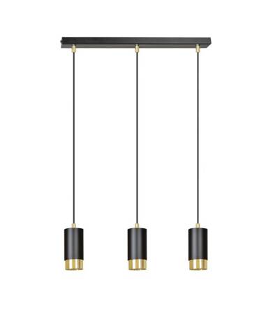 Emibig FUMIKO 3 BL/GOLD  817/3 lampa wisząca designerski spot wiszący czarne tuby złote dodatki potrójna 3x30W Gu10 45cm