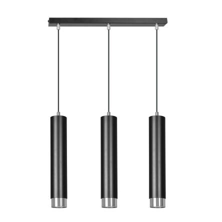 Emibig KIBO 3 BL/CHROME 643/3 lampa wisząca metalowa spot wiszący czarne tuby srebrne dodatki 3x30W Gu-10 45cm