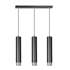 Emibig KIBO 3 BL/CHROME 643/3 lampa wisząca metalowa spot wiszący czarne tuby srebrne dodatki 3x30W Gu-10 45cm