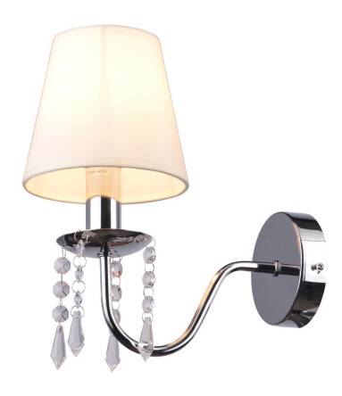 Candellux RUTI 21-58706 kinkiet lampa ścienna chrom 1X40W E14 abażur beżowy kryształki 25cm