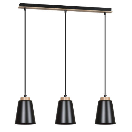 Emibig BOLERO 3 BLACK 442/3 lampa wisząca styl skandynawski drewno czarna potrójna 3x60W E27 66cm 