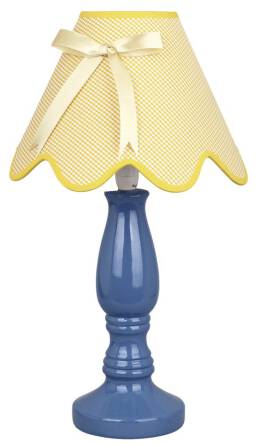 Candellux LOLA 41-63472 lampa stołowa abażur niebiesko-żółta z kokardą 1X40W E14 25cm