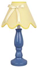 Candellux LOLA 41-63472 lampa stołowa abażur niebiesko-żółta z kokardą 1X40W E14 25cm