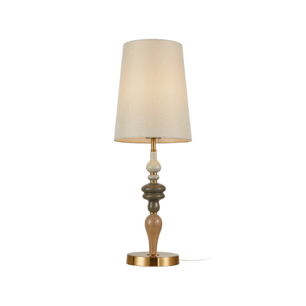 Italux Moren  TB-84678A-AB lampa stołowa, styl klasyczny, brąz antyczny, abażur morelowy tkanina, 1xE27 60W 61,5 cm.