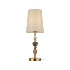 Italux Moren  TB-84678A-AB lampa stołowa, styl klasyczny, brąz antyczny, abażur morelowy tkanina, 1xE27 60W 61,5 cm.