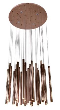 Maxlight ORGANIC COPPER P0174D lampa wisząca metalowa miedź połyskujące walce funkcja ściemniania światła 33x1W + 4x3W LED 3000K 62cm