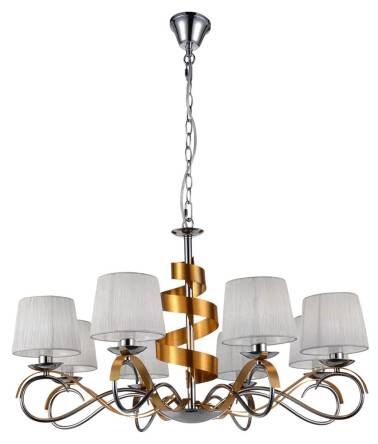 Candellux DENIS 38-23469 lampa wisząca abażur chrom złoty 8X40W E14 80cm