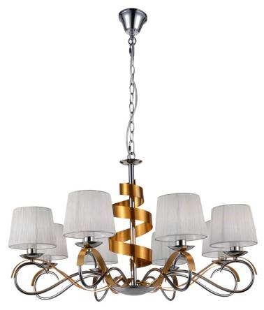 Candellux DENIS 38-23469 lampa wisząca abażur chrom złoty 8X40W E14 80cm