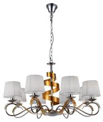 Candellux DENIS 38-23469 lampa wisząca abażur chrom złoty 8X40W E14 80cm