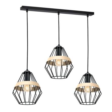 Milagro CLIFF BLACK MLP5525 lampa wisząca metalowa czarna klosz przestrzenny o modnym kształcie eksponującym żarówkę z paskiem 3xE27 90cm