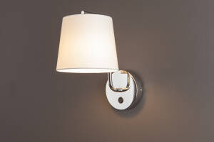 Maxlight CHICAGO W0195 kinkiet lampa ścienna metalowa chrom abażur tkanina biały 1x40W E27 32cm