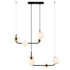 Italux Ferrand MDM-4123/8 BK lampa wisząca nowoczesna czarna stal klosze szkło biały G9 8x25W 81cm IP20 