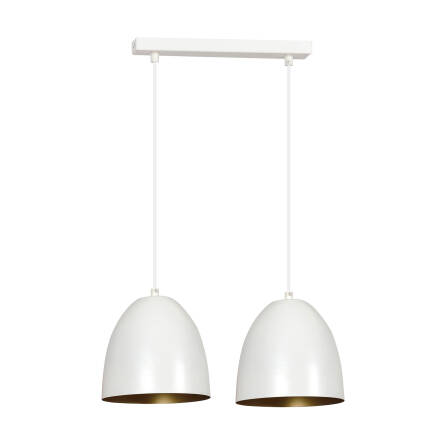 Emibig LENOX 2 WHITE / GOLD 411/2 lampa wisząca nowoczesna metalowa podwójna biało / złota 2x60W E27 45cm