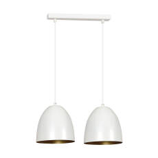 Emibig LENOX 2 WHITE / GOLD 411/2 lampa wisząca nowoczesna metalowa podwójna biało / złota 2x60W E27 45cm