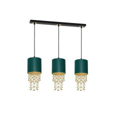 Milagro ALMERIA GREEN/GOLD MLP64500 lampa wisząca abażury zielone kryształowe sznurki 3x60W E27 60cm