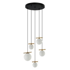 Italux Merseta PND-463325A-BRO+W lampa wisząca  nowoczesna brąz antyczny czarny, klosz kule 1xE14 40W + 4xG9 25W 60 cm