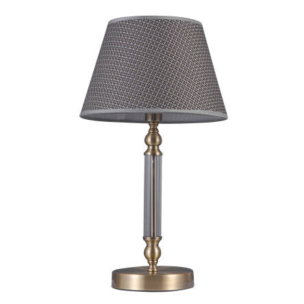 Italux Zanobi TB-43272-1 lampa stołowa stal szkło tkanina brąz antyczny klosz szary E14 1x40W IP20 48cm