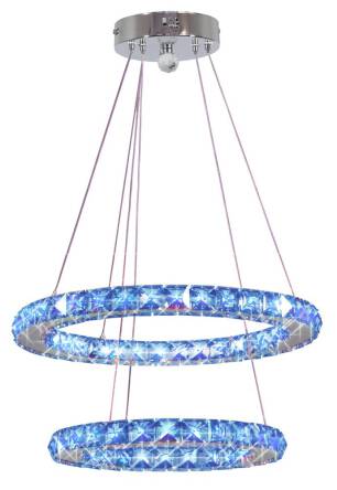 Candellux LORDS 32-63106 lampa wisząca podwójna chrom kryształki LED 27W RGB z pilotem 44cm