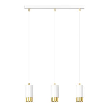 Emibig FUMIKO 3 WH/GOLD 815/3 lampa wisząca designerska metalowa tuby białe złote 3x30W GU10 45cm