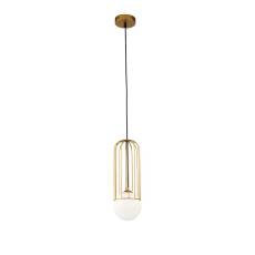 Maytoni Telford P361PL-01G lampa wisząca metalowa ramka złota klosz matowe szkło 1xG9 25W 12 cm