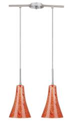 Candellux RUFI 32-14651 lampa wisząca chrom satyna nikiel klosz szklany pomarańczowy 2X40W E14 39 cm 