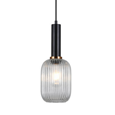 Italux Antiola PND-5588-1M-BK+CL lampa wisząca nowoczesna czarna szklany klosz przezroczysty 1x40W E27 15cm