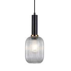 Italux Antiola PND-5588-1M-BK+CL lampa wisząca nowoczesna czarna szklany klosz przezroczysty 1x40W E27 15cm