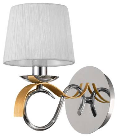 Candellux DENIS 21-23643 kinkiet lampa ścienna chrom złoty abażur 1X40W E14 25cm