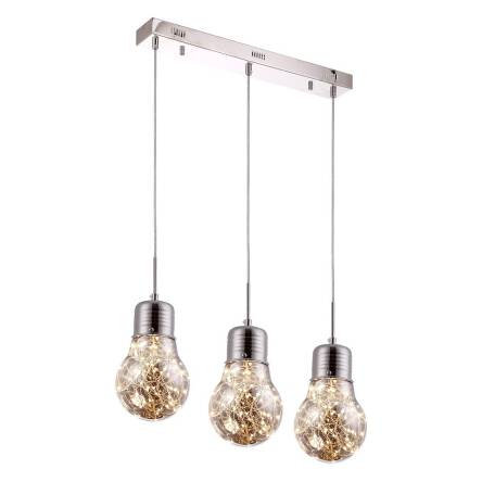 Milagro BULB ML136 lampa wisząca regulacja wysokości przezroczysty klosz z dymionego szkła dekoracyjna żarówka metalowe pręciki 15W LED 58cm