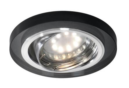 Candellux SSU-15 CH/BK 2263816 oprawa do wbudowania chrom MR16 oczko sufitowe okrągła szkło czarne min 7,4cm