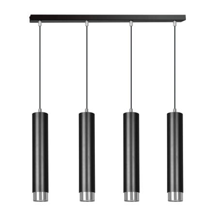 Emibig KIBO 4 BL/CHROME 643/4 lampa wisząca metalowa designerski spot wiszący czarne tuby srebrne dodatki 4x30W Gu-10 60cm