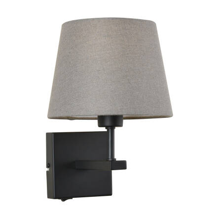 Italux Norte WL-1122-1-A-BM-RO-GR kinkiet lampa ścienna nowoczesny czarny mat stalowy abażur tkanina szary 29cm IP20 E27 1x60W