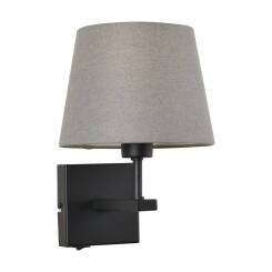 Italux Norte WL-1122-1-A-BM-RO-GR kinkiet lampa ścienna nowoczesny czarny mat stalowy abażur tkanina szary 29cm IP20 E27 1x60W