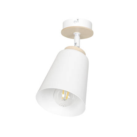 Emibig ATLAS 1 WHITE  724/1 plafon lampa sufitowa metalowa ruchome regulowany klosz biały drewniane elementy 1x60W E27 15cm