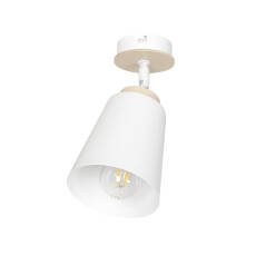 Emibig ATLAS 1 WHITE  724/1 plafon lampa sufitowa metalowa ruchome regulowany klosz biały drewniane elementy 1x60W E27 15cm