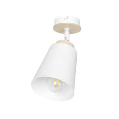 Emibig ATLAS 1 WHITE  724/1 plafon lampa sufitowa metalowa ruchome regulowany klosz biały drewniane elementy 1x60W E27 15cm