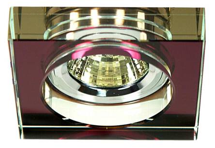 Candellux SS-16 CH/PU 2244344 oprawa do wbudowania chrom MR16 oczko sufitowe kwadratowa szkło fioletowe min 6,4cm