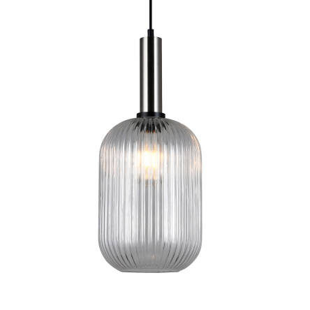 Italux Antiola PND-5588-1L-SC+CL lampa wisząca nowoczesna stal nikiel satynowany szklany klosz przezroczysty 1x40W E27 20cm