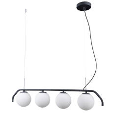 Italux Carimi PND-3300-4-BK lampa wisząca nowoczesna stalowa grafitowa klosz szkło kula biały 90cm IP20 G9 4x5W