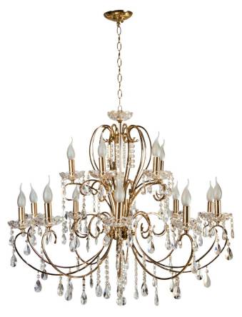 Candellux AURORA 30-99801 żyrandol złoty kryształy 15x40W E14 88cm