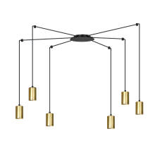 Emibig TRAKER 6 BL/GOLD 526/6 lampa wisząca nowoczesna halogen punktowy czarno złoty 6x30W Gu-10 300cm