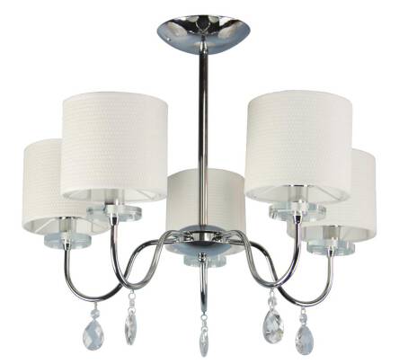 Candellux ESTERA 35-11671 lampa wisząca abażur jasnokremowy 5X40W E14 chrom kryształki 58cm