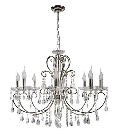 Candellux AURORA 38-97579 żyrandol chrom kryształy 8x40W E14 73cm