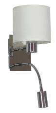 Candellux SYLWANA 21-28648 kinkiet lampa ścienna chrom+biały z wyłącznikiem abażur 1X40W E14 + LED 13cm