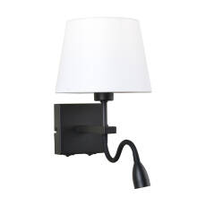 Italux Norte WL-1122-2-BL-BM-RO-WH kinkiet lampa ścienna nowoczesny stal czarny mat abażur tkanina biały E27 60W LED 3W 3000K IP20 29cm