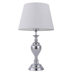 Italux Etien TB-7730-1 lampa stołowa klasyczna chrom abażur tkanina biały szkło E27 1x60W 52,5cm
