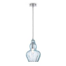 Maytoni Eustoma MOD238-PL-01-BL lampa wisząca metalowa nikiel szklany klosz niebieski regulowana wysokość 1xE14 40W 16 cm